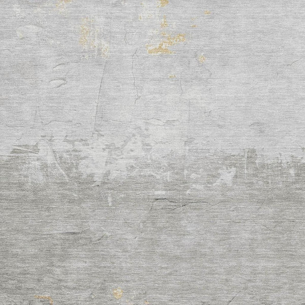 HomeRoots 8' Gold and Gray Abstract Round Rug - Washable, UV Protected, Stain Resistant for Modern Homes 706900