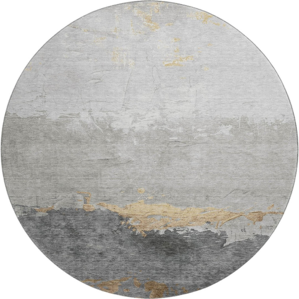 HomeRoots 8' X 10' Gold And Gray Abstract Washable Area Rug - Durable, Stylish, UV Protected for Any Space! 706901
