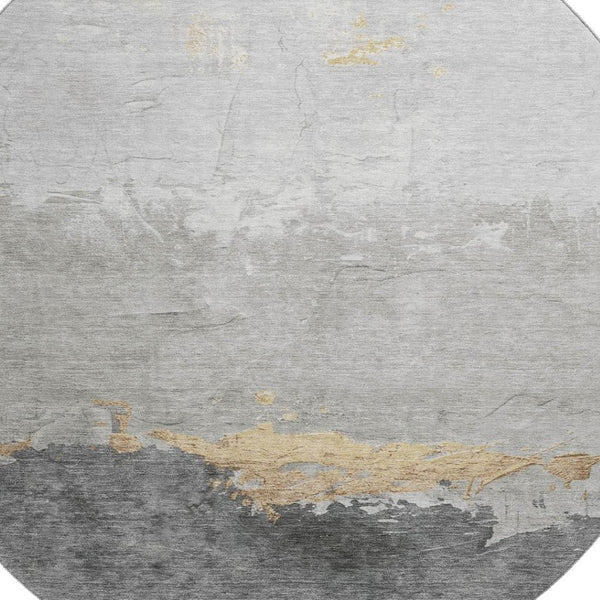HomeRoots 8' X 10' Gold And Gray Abstract Washable Area Rug - Durable, Stylish, UV Protected for Any Space! 706901