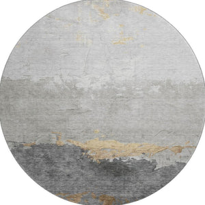 HomeRoots 8' X 10' Gold And Gray Abstract Washable Area Rug - Durable, Stylish, UV Protected for Any Space! 706901