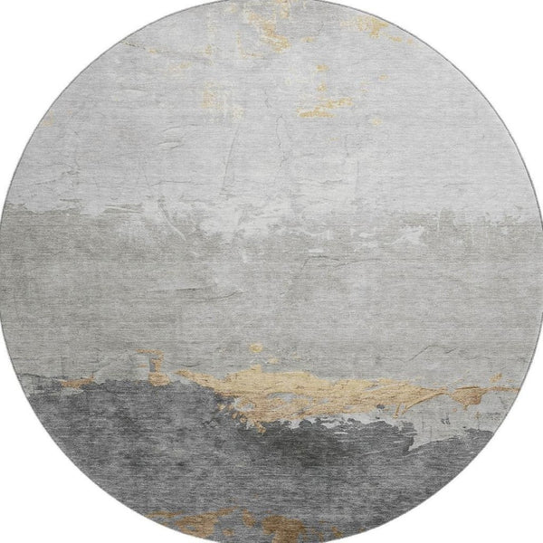 HomeRoots 8' X 10' Gold And Gray Abstract Washable Area Rug - Durable, Stylish, UV Protected for Any Space! 706901