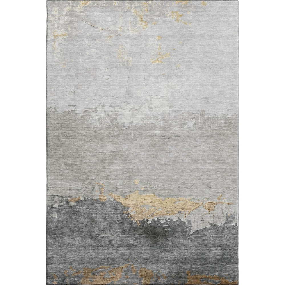 HomeRoots 10' X 14' Gold and Gray Abstract Area Rug - Washable, UV Protected, Stain Resistant for Busy Homes 706903