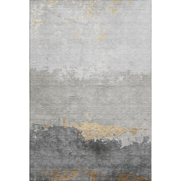 HomeRoots 10' X 14' Gold and Gray Abstract Area Rug - Washable, UV Protected, Stain Resistant for Busy Homes 706903