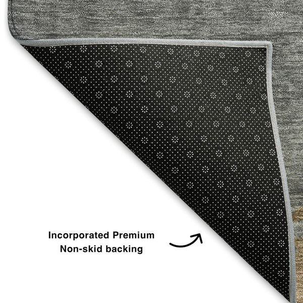 HomeRoots 10' X 14' Gold and Gray Abstract Area Rug - Washable, UV Protected, Stain Resistant for Busy Homes 706903