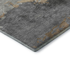 HomeRoots 10' X 14' Gold and Gray Abstract Area Rug - Washable, UV Protected, Stain Resistant for Busy Homes 706903