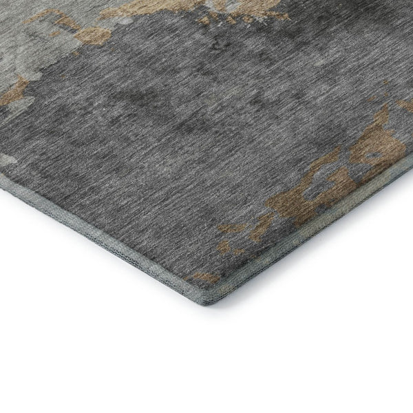 HomeRoots 10' X 14' Gold and Gray Abstract Area Rug - Washable, UV Protected, Stain Resistant for Busy Homes 706903