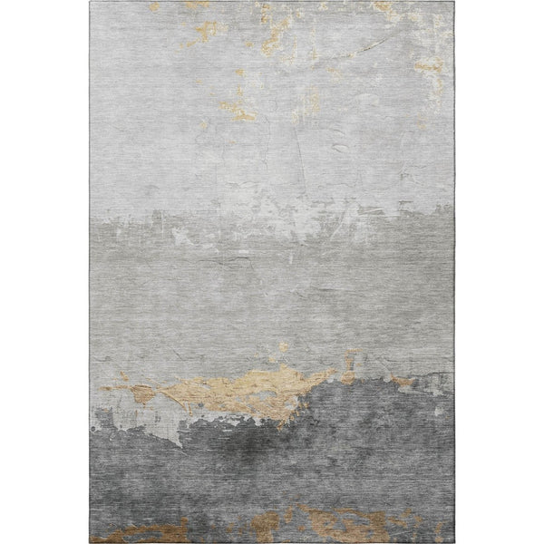 HomeRoots 10' X 14' Gold and Gray Abstract Area Rug - Washable, UV Protected, Stain Resistant for Busy Homes 706903