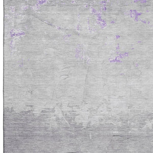 HomeRoots 8' Purple and Gray Abstract Washable Round Rug – Durable, UV-Protected, Stain-Resistant Design for Homes 706906