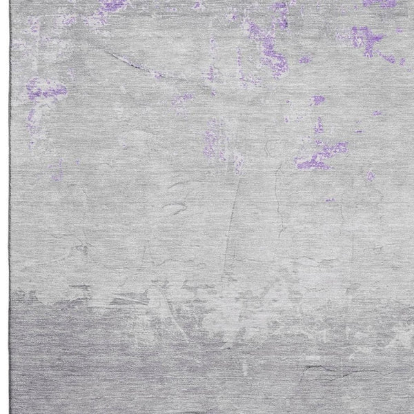 HomeRoots 8' Purple and Gray Abstract Washable Round Rug – Durable, UV-Protected, Stain-Resistant Design for Homes 706906