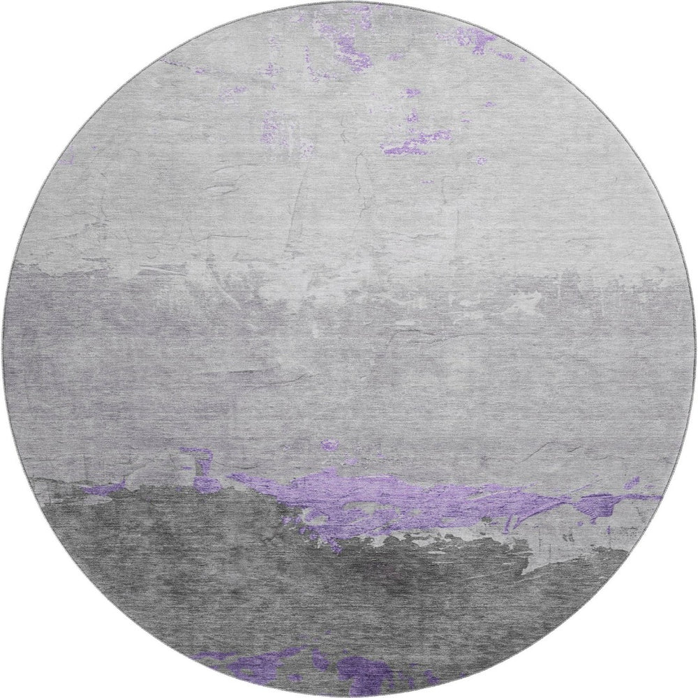 HomeRoots 8' X 10' Abstract Purple and Gray Washable Area Rug with UV Protection for High-Traffic Homes 706907