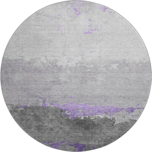 HomeRoots 8' X 10' Abstract Purple and Gray Washable Area Rug with UV Protection for High-Traffic Homes 706907