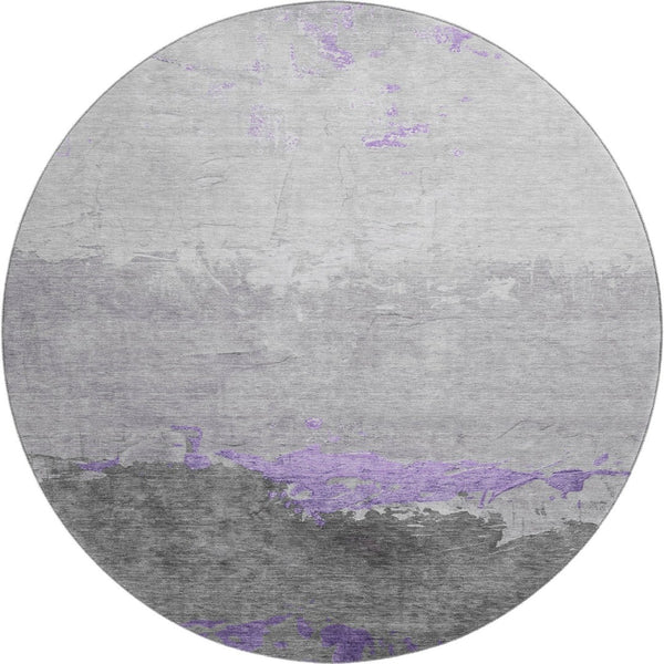 HomeRoots 8' X 10' Abstract Purple and Gray Washable Area Rug with UV Protection for High-Traffic Homes 706907