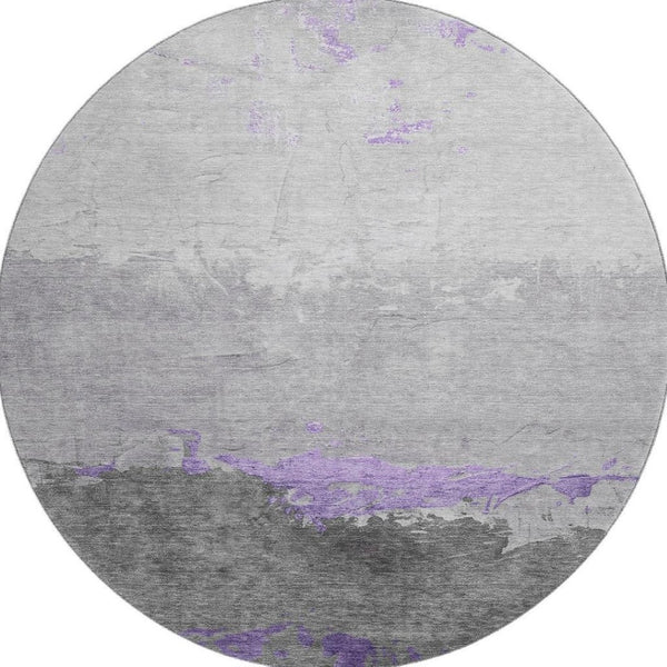 HomeRoots 8' X 10' Abstract Purple and Gray Washable Area Rug with UV Protection for High-Traffic Homes 706907