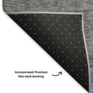 HomeRoots 10' X 14' Abstract Purple and Gray Area Rug – Washable, UV Protected, Non-Slip for High-Traffic Areas 706909
