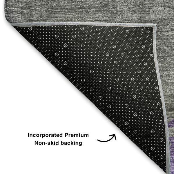 HomeRoots 10' X 14' Abstract Purple and Gray Area Rug – Washable, UV Protected, Non-Slip for High-Traffic Areas 706909