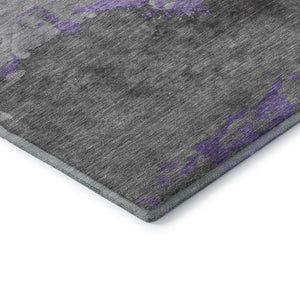 HomeRoots 10' X 14' Abstract Purple and Gray Area Rug – Washable, UV Protected, Non-Slip for High-Traffic Areas 706909