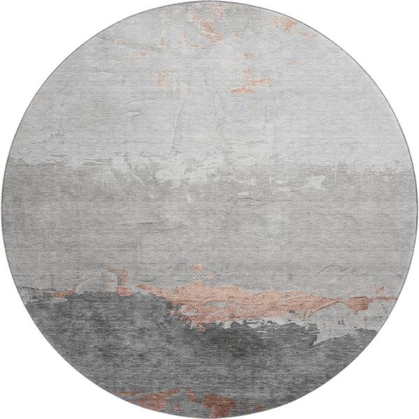 HomeRoots 8' X 10' Salmon & Gray Abstract Area Rug - Washable, UV Protected, Ideal for Family Spaces & More! 706913