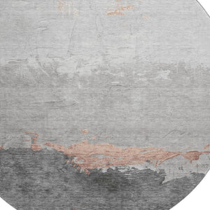 HomeRoots 8' X 10' Salmon & Gray Abstract Area Rug - Washable, UV Protected, Ideal for Family Spaces & More! 706913