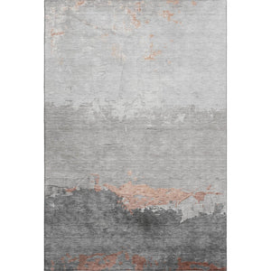 HomeRoots 9' X 12' Salmon and Gray Abstract Washable Area Rug - UV Protected, Durable, and Stylish Floor Covering 706914