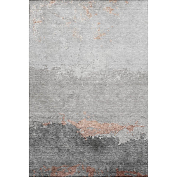 HomeRoots 9' X 12' Salmon and Gray Abstract Washable Area Rug - UV Protected, Durable, and Stylish Floor Covering 706914