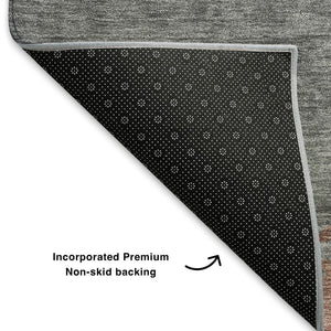 HomeRoots 9' X 12' Salmon and Gray Abstract Washable Area Rug - UV Protected, Durable, and Stylish Floor Covering 706914