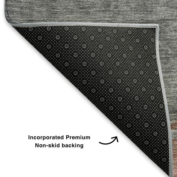HomeRoots 9' X 12' Salmon and Gray Abstract Washable Area Rug - UV Protected, Durable, and Stylish Floor Covering 706914