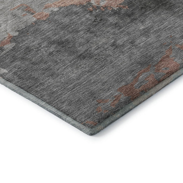 HomeRoots 9' X 12' Salmon and Gray Abstract Washable Area Rug - UV Protected, Durable, and Stylish Floor Covering 706914