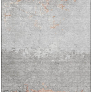 HomeRoots 9' X 12' Salmon and Gray Abstract Washable Area Rug - UV Protected, Durable, and Stylish Floor Covering 706914