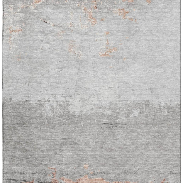 HomeRoots 9' X 12' Salmon and Gray Abstract Washable Area Rug - UV Protected, Durable, and Stylish Floor Covering 706914