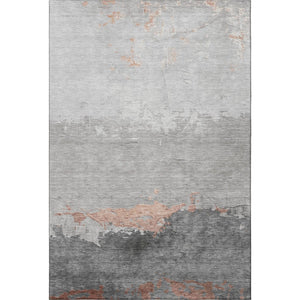 HomeRoots 9' X 12' Salmon and Gray Abstract Washable Area Rug - UV Protected, Durable, and Stylish Floor Covering 706914