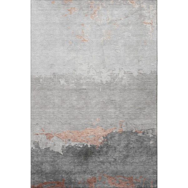 HomeRoots 9' X 12' Salmon and Gray Abstract Washable Area Rug - UV Protected, Durable, and Stylish Floor Covering 706914