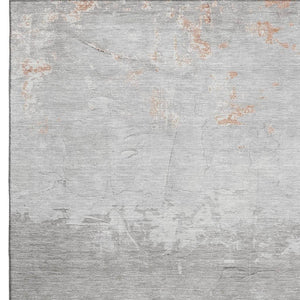 HomeRoots 10' X 14' Salmon and Gray Abstract Washable Area Rug - Stylish, Durable, UV-Protected for Active Homes 706915