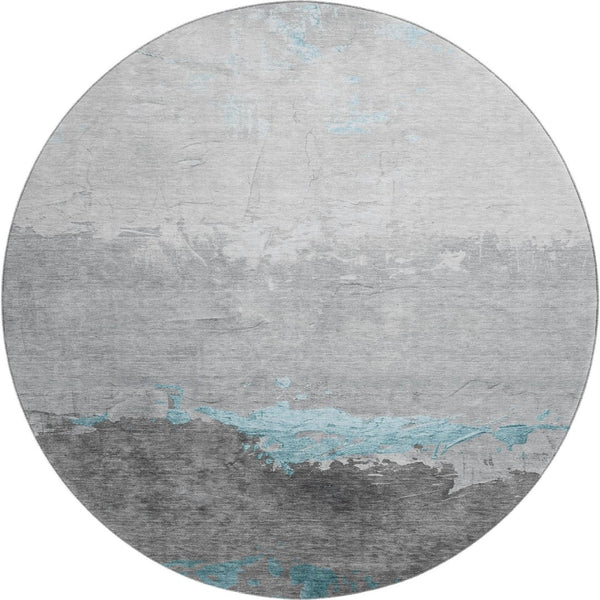 HomeRoots 8' X 10' Teal and Gray Abstract Area Rug - Washable, UV-Protected, Stylish, and Durable for Everyday Use 706919