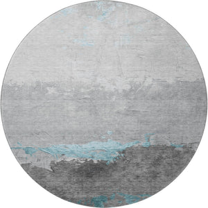 HomeRoots 8' X 10' Teal and Gray Abstract Area Rug - Washable, UV-Protected, Stylish, and Durable for Everyday Use 706919