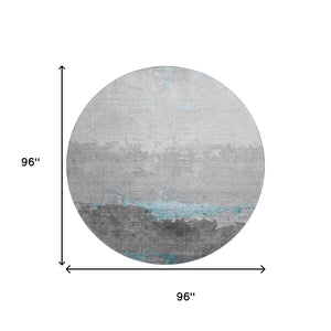 HomeRoots 8' X 10' Teal and Gray Abstract Area Rug - Washable, UV-Protected, Stylish, and Durable for Everyday Use 706919