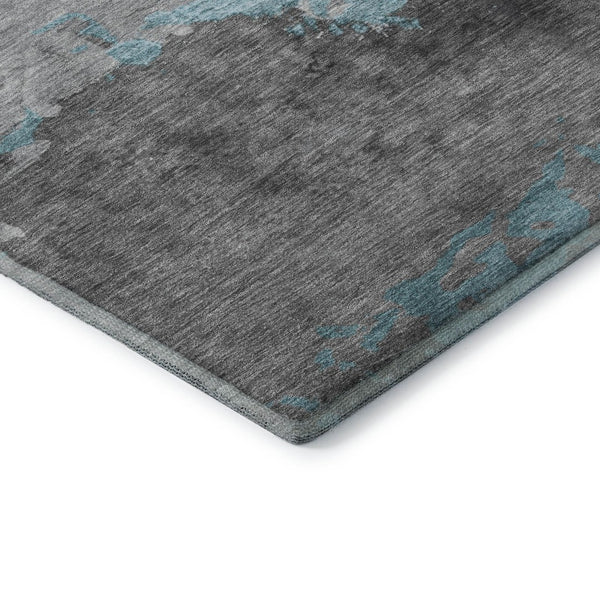 HomeRoots 10' Teal and Gray Abstract Washable Area Rug - Durable, UV-Protected, Stain-Resistant Design for Homes 706921