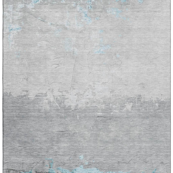 HomeRoots 10' Teal and Gray Abstract Washable Area Rug - Durable, UV-Protected, Stain-Resistant Design for Homes 706921