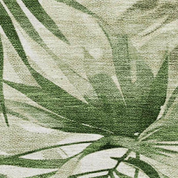 HomeRoots 5' X 8' Artichoke Green Floral Area Rug - Washable, UV-Protected, Stain-Resistant for High-Traffic Areas 706923