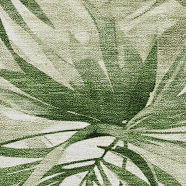 HomeRoots 8' Artichoke Green & Ivory Floral Round Rug - Washable, UV-Protected & Pet-Friendly for Easy Care 706924