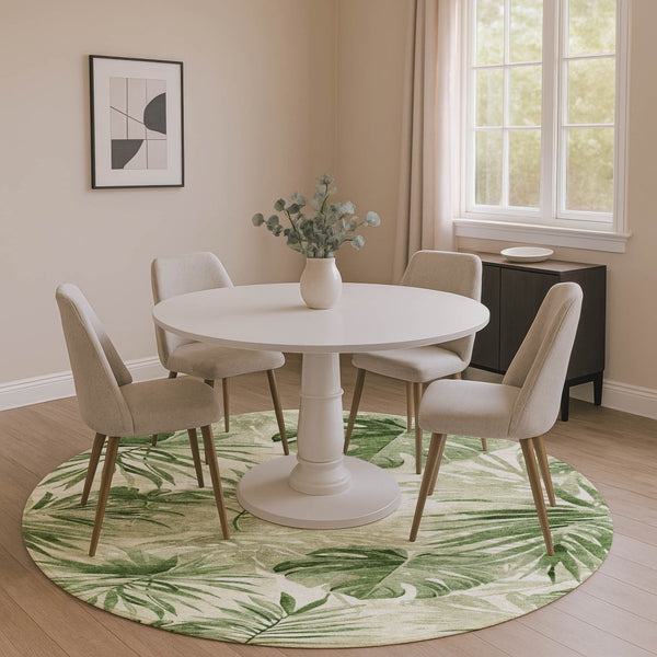 HomeRoots 8' X 10' Stylish Artichoke Green Floral Area Rug - Washable, UV Protected, Durable & Easy Care! 706925