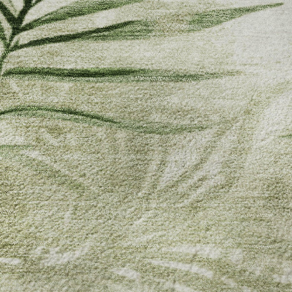 HomeRoots 8' X 10' Stylish Artichoke Green Floral Area Rug - Washable, UV Protected, Durable & Easy Care! 706925