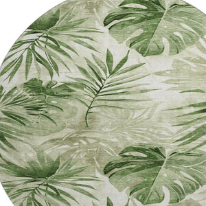 HomeRoots 8' X 10' Stylish Artichoke Green Floral Area Rug - Washable, UV Protected, Durable & Easy Care! 706925
