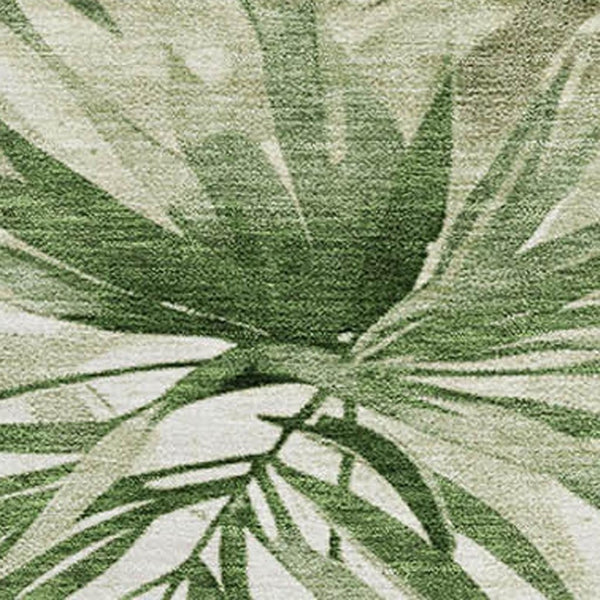 HomeRoots 10' X 14' Artichoke Green Floral Area Rug - Washable, UV Protected, Pet-Friendly Elegance for Home 706927