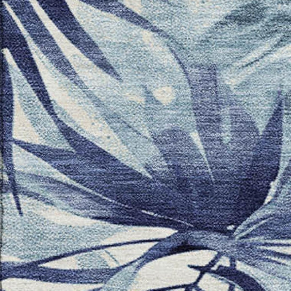 HomeRoots 5' X 8' Blue And Ivory Floral Area Rug - Stain-Resistant, Washable, UV Protected for High Traffic Homes 706929