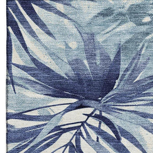 HomeRoots 5' X 8' Blue And Ivory Floral Area Rug - Stain-Resistant, Washable, UV Protected for High Traffic Homes 706929