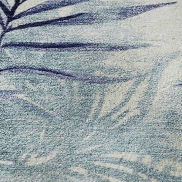 HomeRoots 8' X 10' Blue and Ivory Floral Area Rug - Washable, Stain-Resistant, UV Protected for High-Traffic Homes 706931