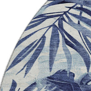 HomeRoots 8' X 10' Blue and Ivory Floral Area Rug - Washable, Stain-Resistant, UV Protected for High-Traffic Homes 706931