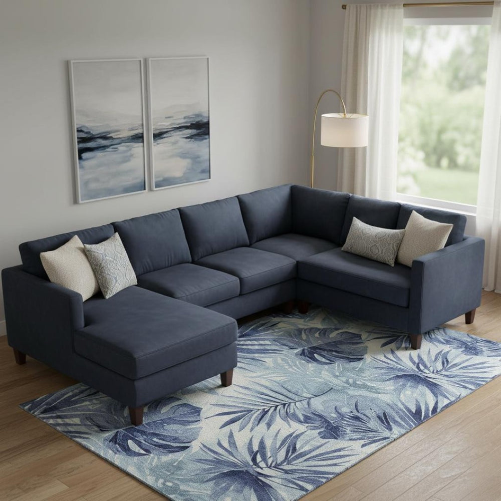 HomeRoots 10' Blue and Ivory Floral Washable Area Rug – UV Protected, Stain-Resistant, Ideal for Your Home! 706933