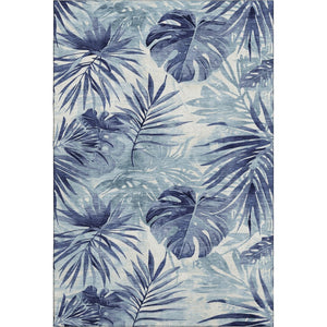HomeRoots 10' Blue and Ivory Floral Washable Area Rug – UV Protected, Stain-Resistant, Ideal for Your Home! 706933