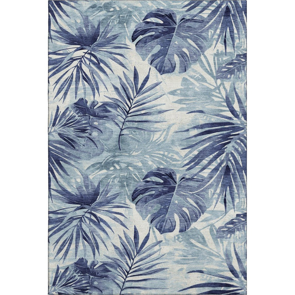 HomeRoots 10' Blue and Ivory Floral Washable Area Rug – UV Protected, Stain-Resistant, Ideal for Your Home! 706933